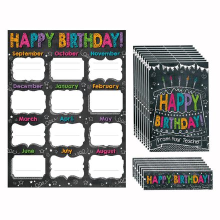  Chalkboard Happy Birthday Bulletin Board Set 