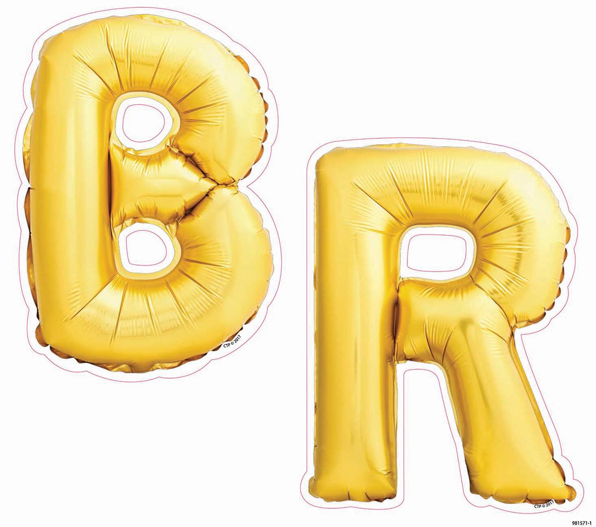  Punch-Out Gold Mylar Balloon Uppercase Designer Letters 