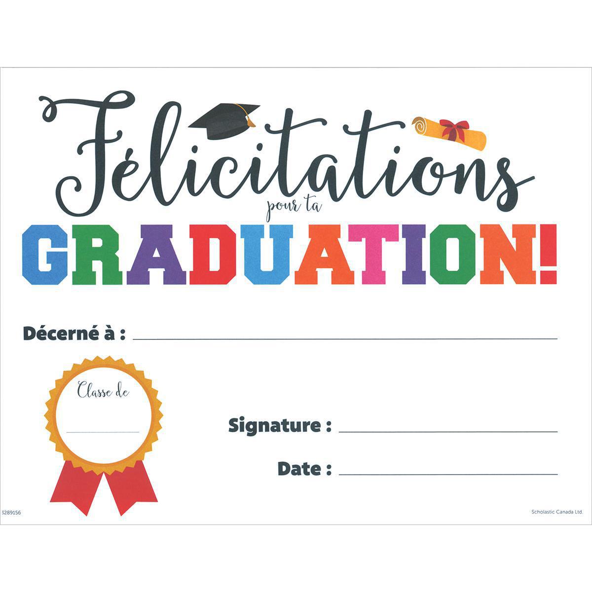  Certificats Félicitations pour ta graduation! 